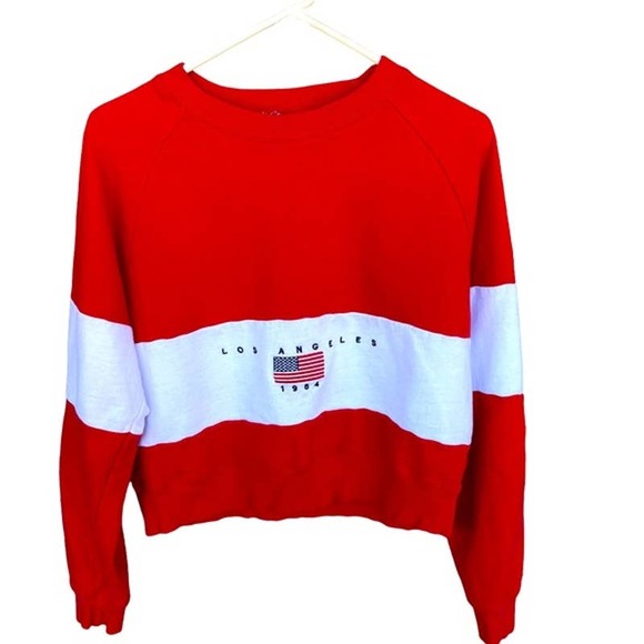 John Galt Sweater Adult One Size Red White Sweatshirt Flag - Picture 1 of 6